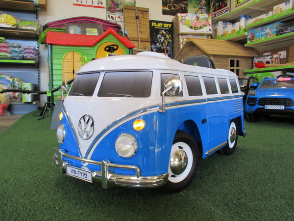 Volkswagen bus T2 accuvoertuig 12 Volt blauw/wit